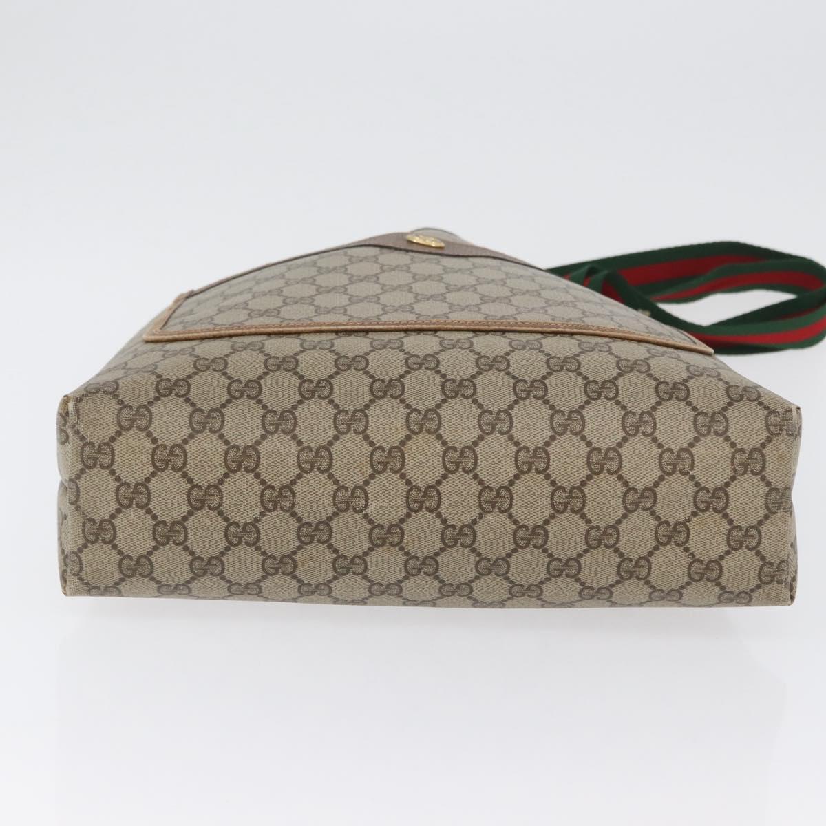 GUCCI GG Supreme Web Sherry Line Tote Bag PVC Beige 89 02 003 Auth BA10945