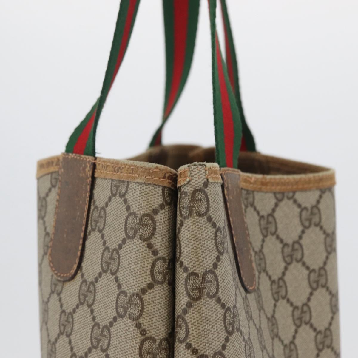 GUCCI GG Supreme Web Sherry Line Tote Bag PVC Beige 89 02 003 Auth BA10945