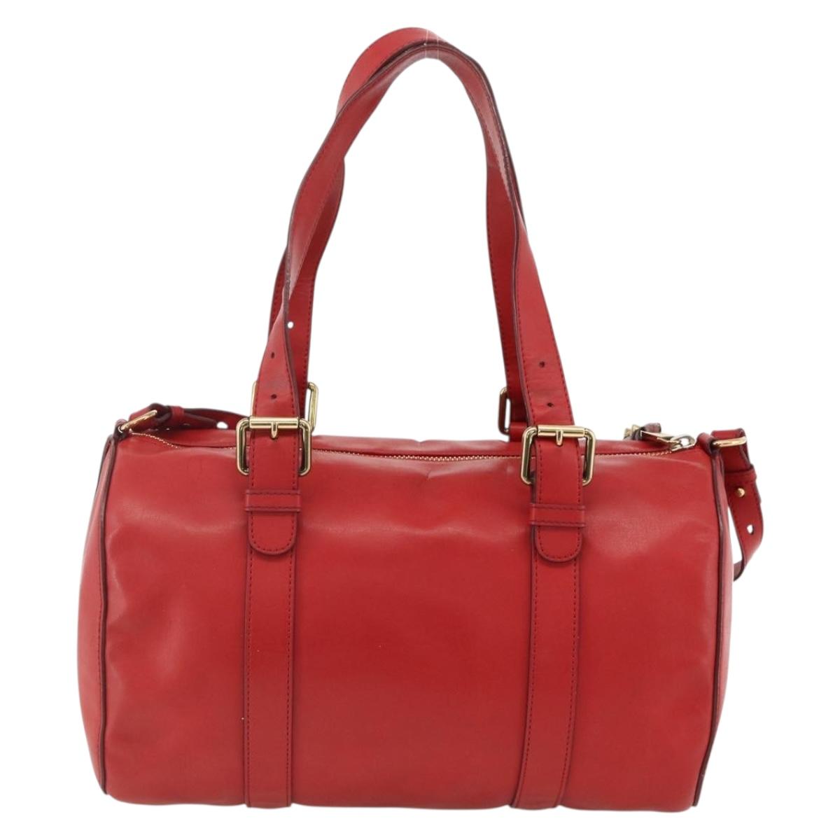 Chloe Tote Bag Leather 2way Red Gold Auth BA10946A