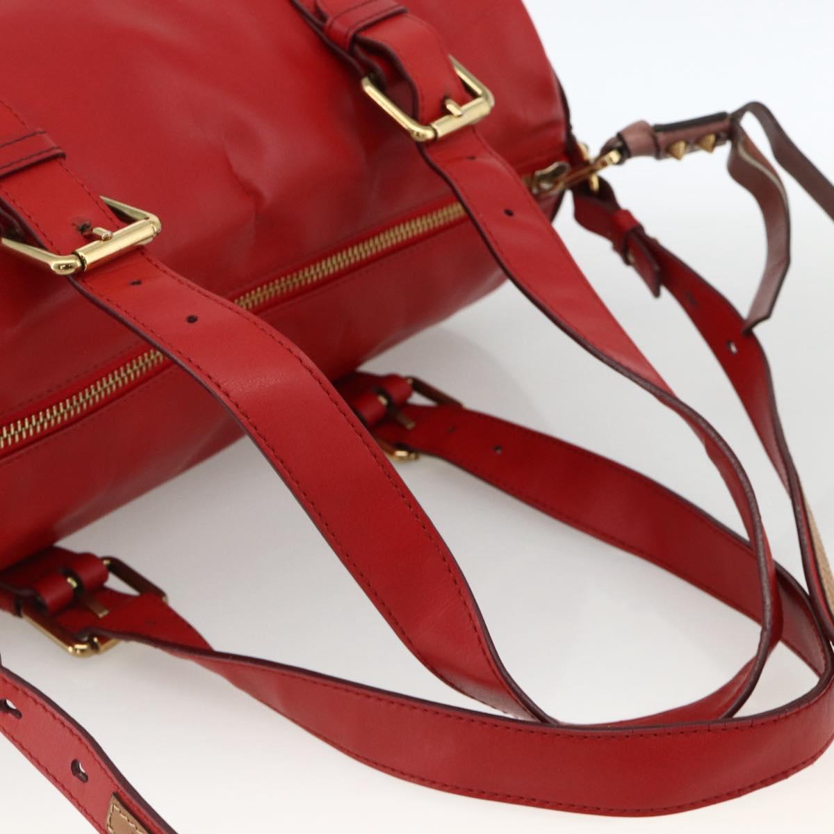 Chloe Tote Bag Leather 2way Red Gold Auth BA10946A