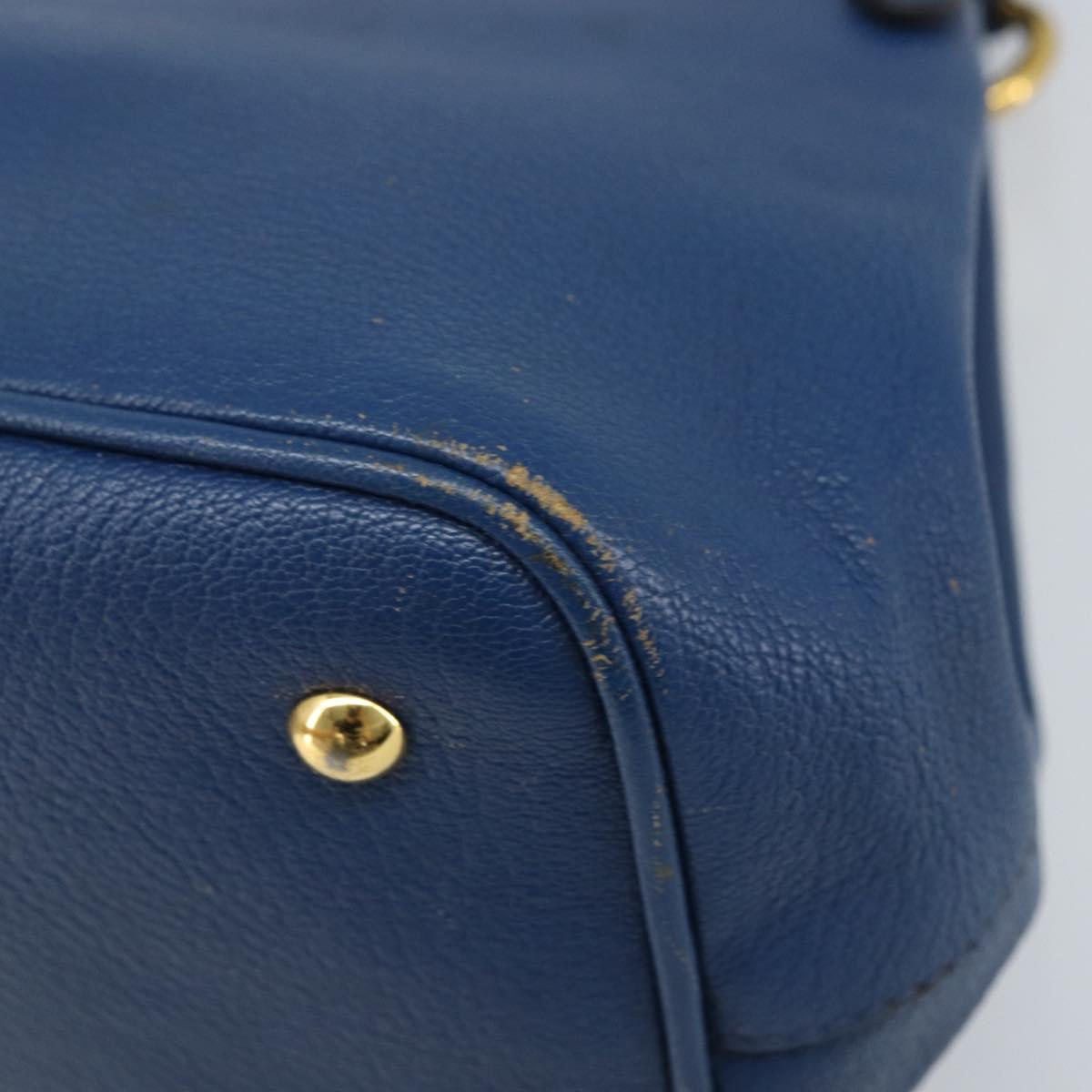 Miu Miu Hand Bag Leather 2way Blue Gold Auth BA10954A