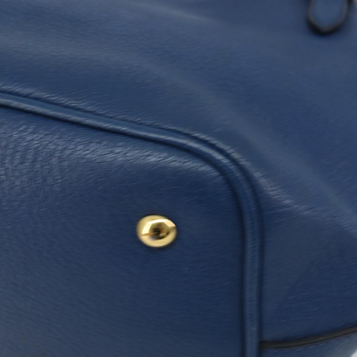 Miu Miu Hand Bag Leather 2way Blue Gold Auth BA10954A