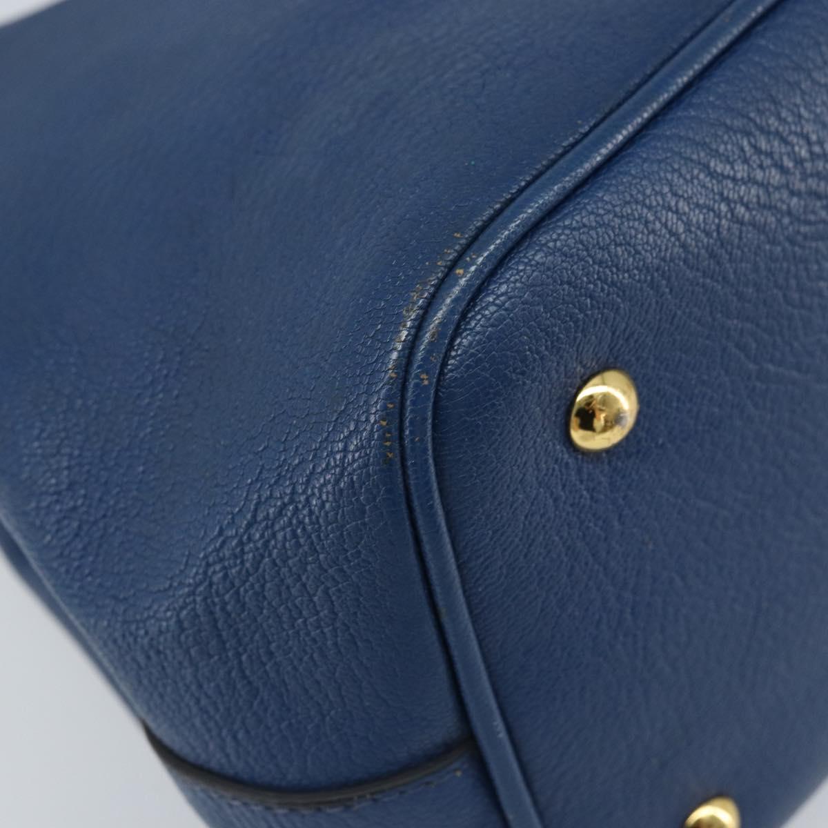 Miu Miu Hand Bag Leather 2way Blue Gold Auth BA10954A