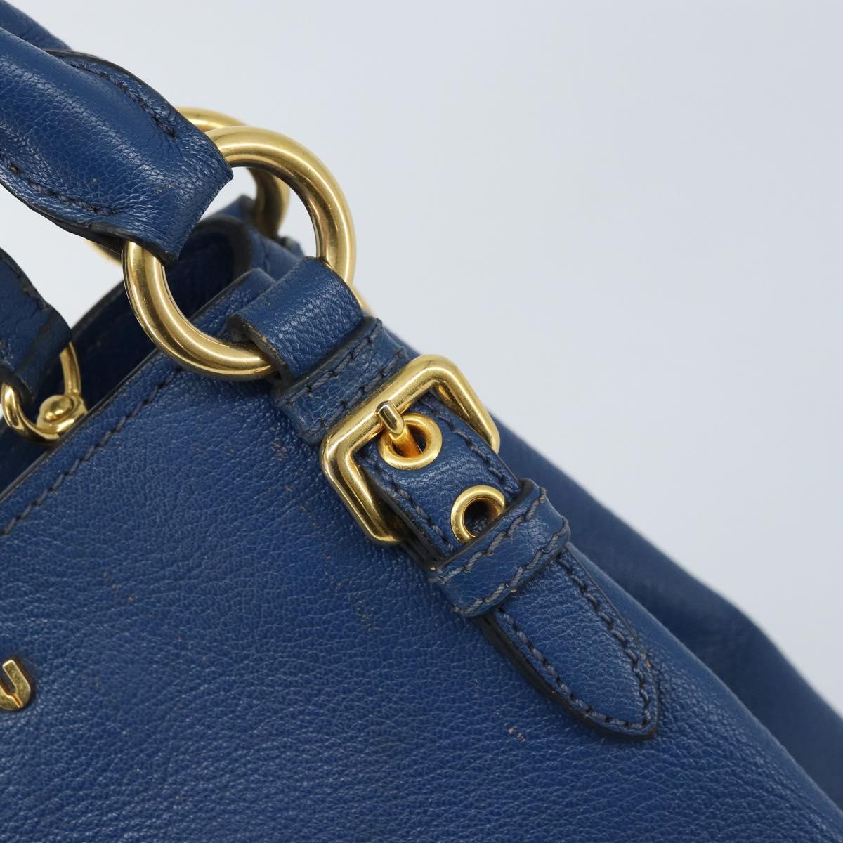 Miu Miu Hand Bag Leather 2way Blue Gold Auth BA10954A