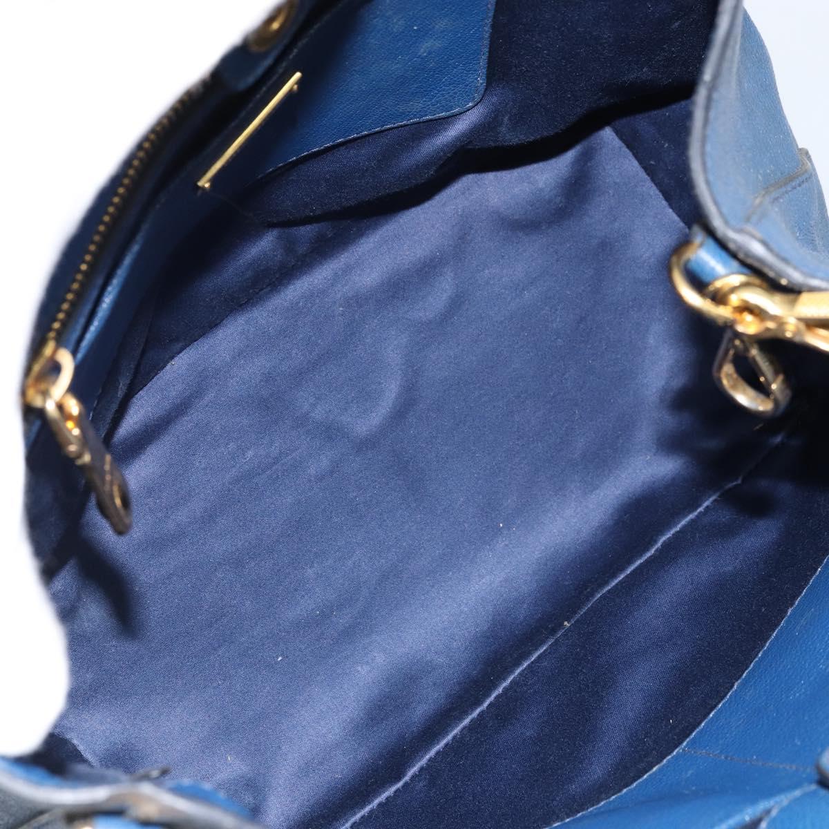 Miu Miu Hand Bag Leather 2way Blue Gold Auth BA10954A