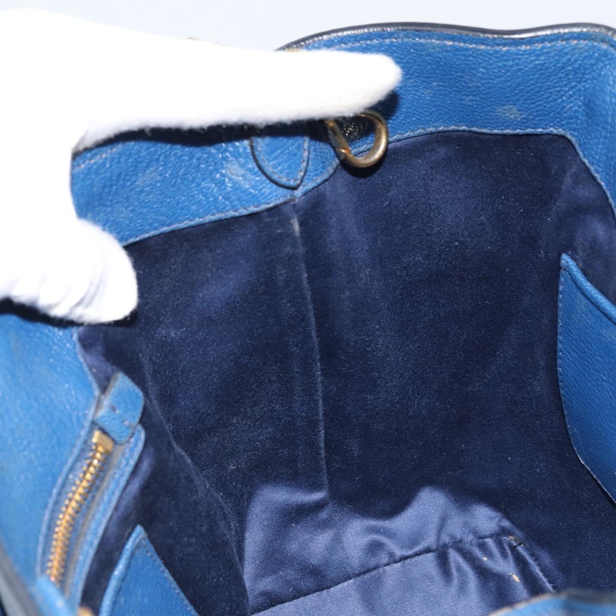 Miu Miu Hand Bag Leather 2way Blue Gold Auth BA10954A