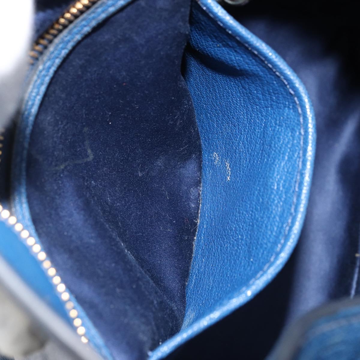 Miu Miu Hand Bag Leather 2way Blue Gold Auth BA10954A
