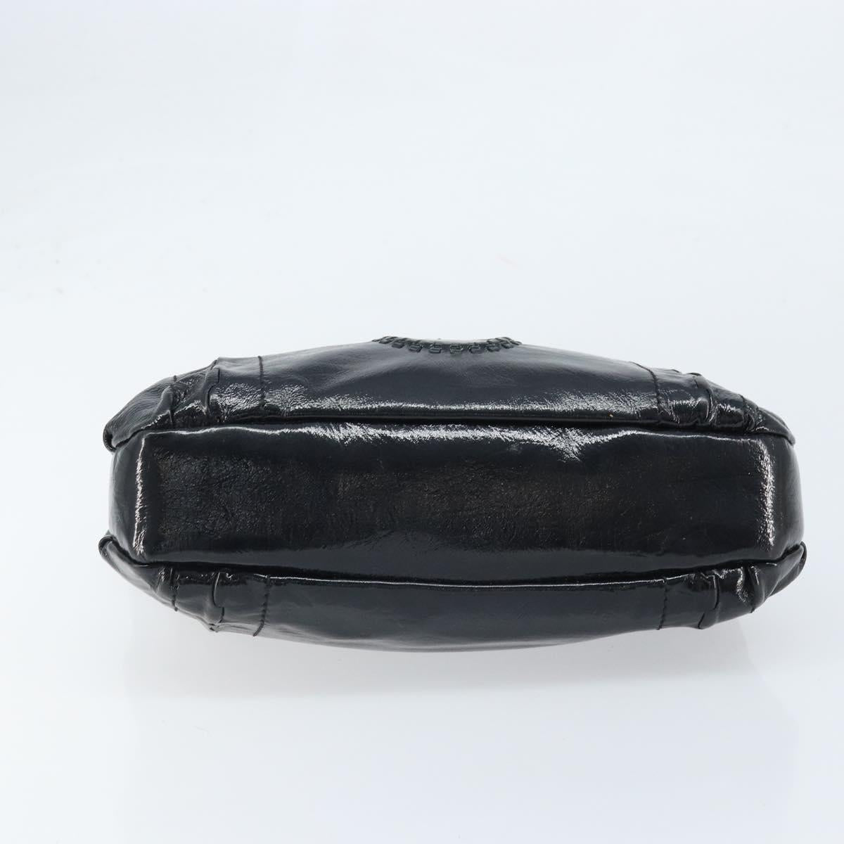 Salvatore Ferragamo Gancini Hand Bag Leather Black Silver Auth BA10955