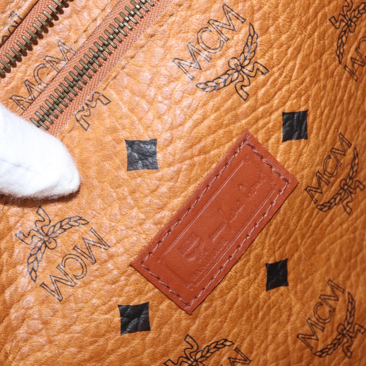 MCM Logogram Vicetos Tote Bag PVC Brown Gold Auth BA10957