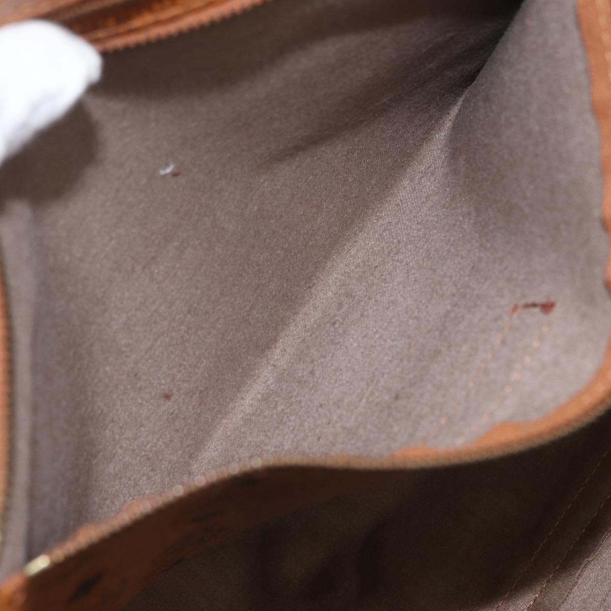 MCM Logogram Vicetos Tote Bag PVC Brown Gold Auth BA10957