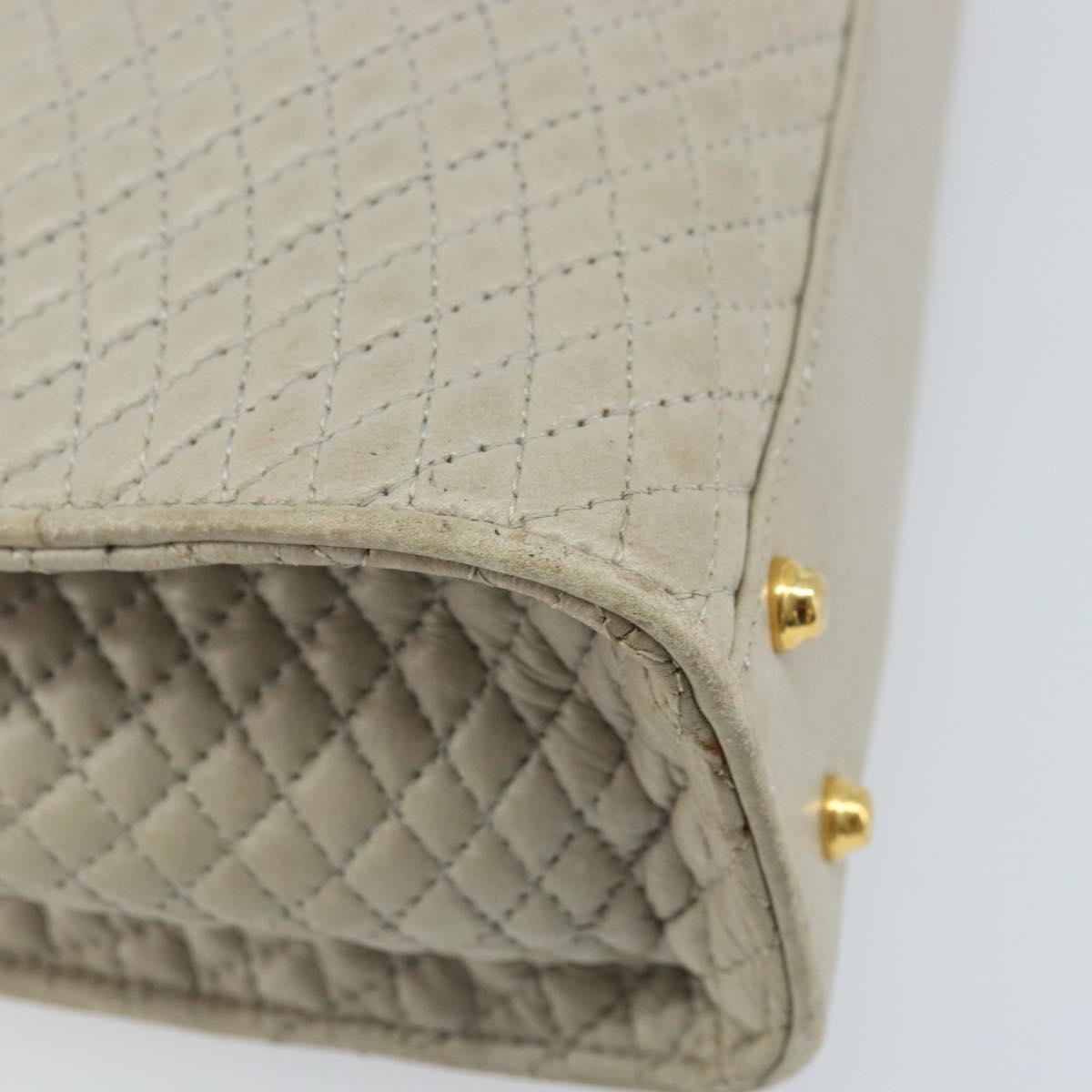 BALLY Hand Bag Leather Ivory Gold Auth BA10961