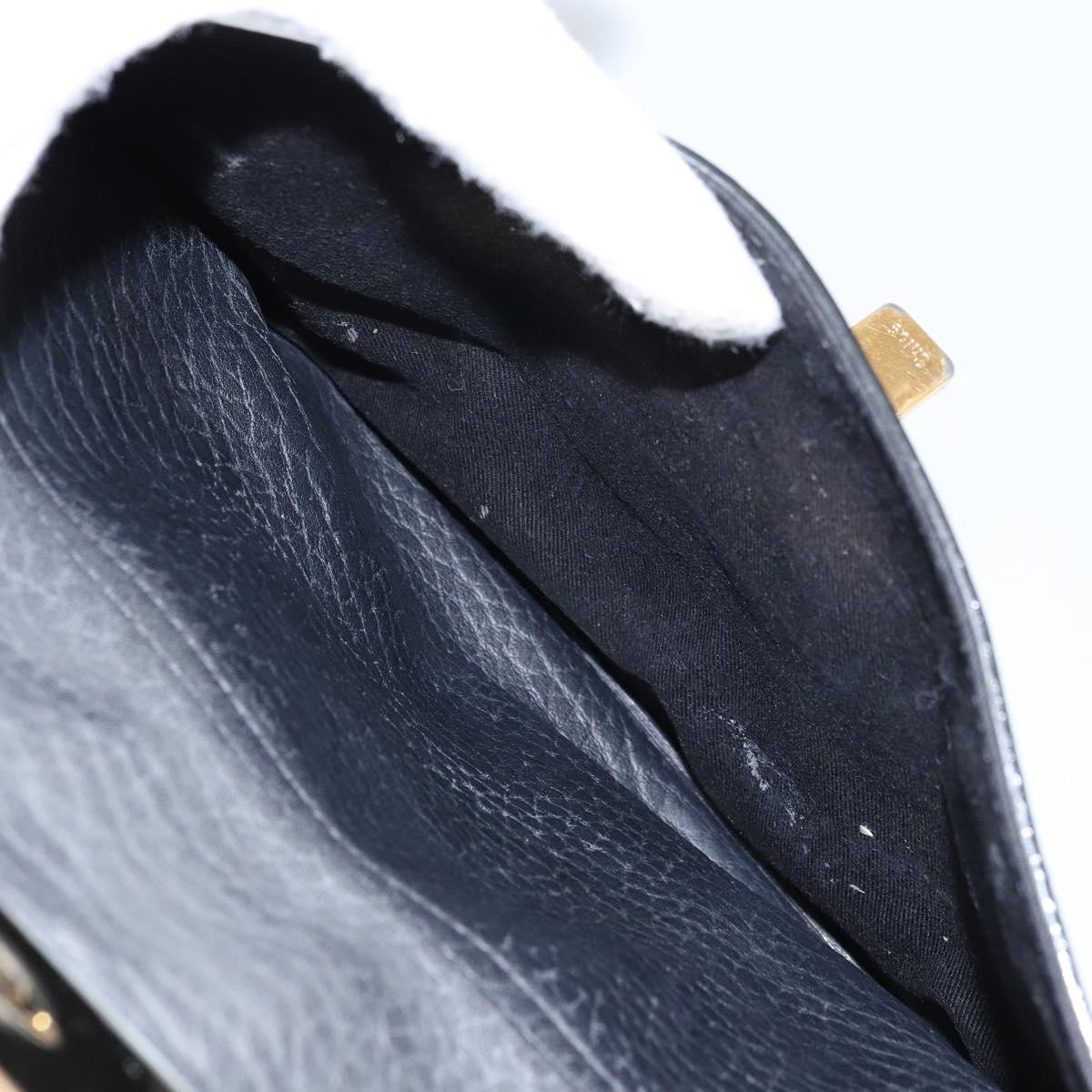 Chloe Sally Tote Bag Leather Black Gold Auth BA10963
