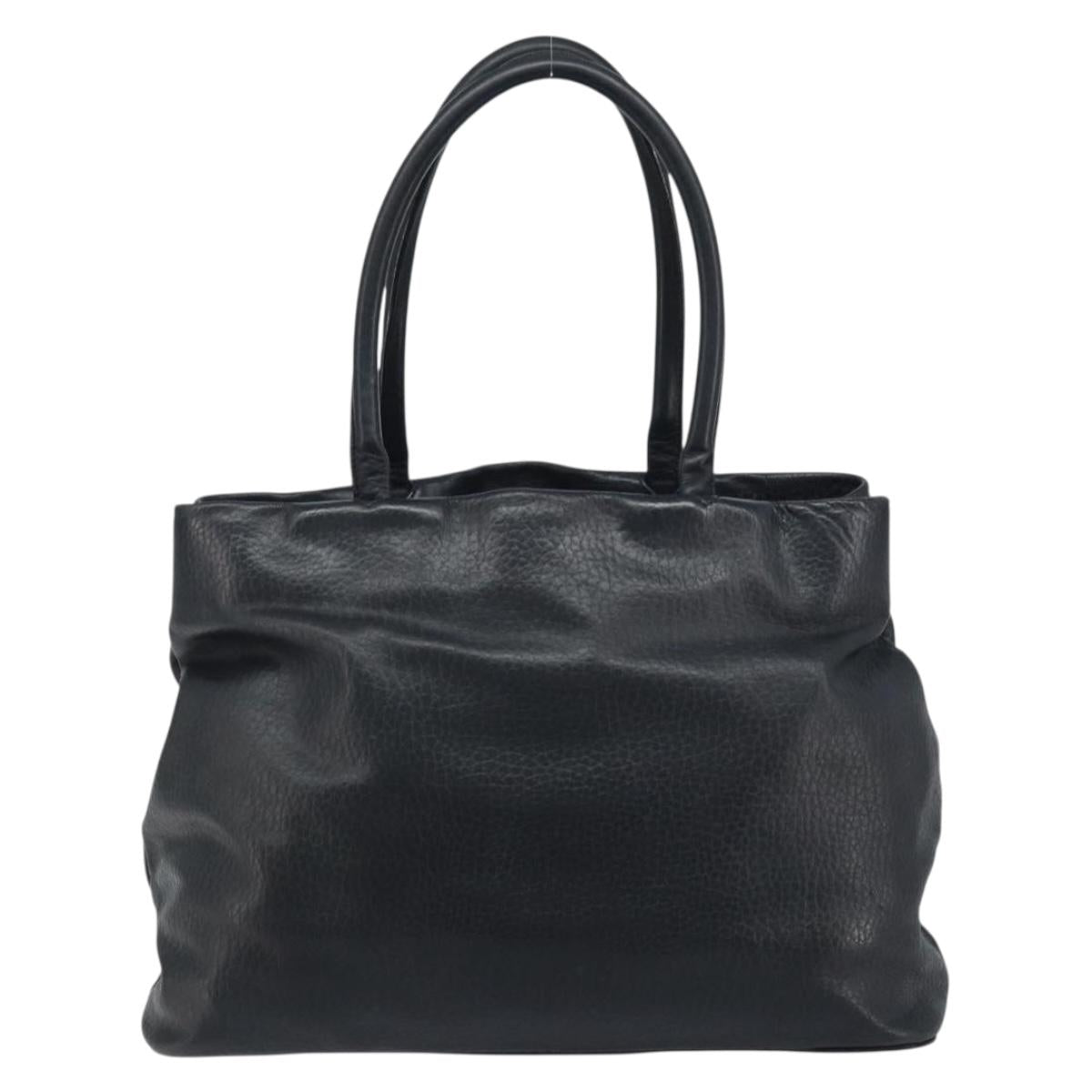 Chloe Sally Tote Bag Leather Black Gold Auth BA10963