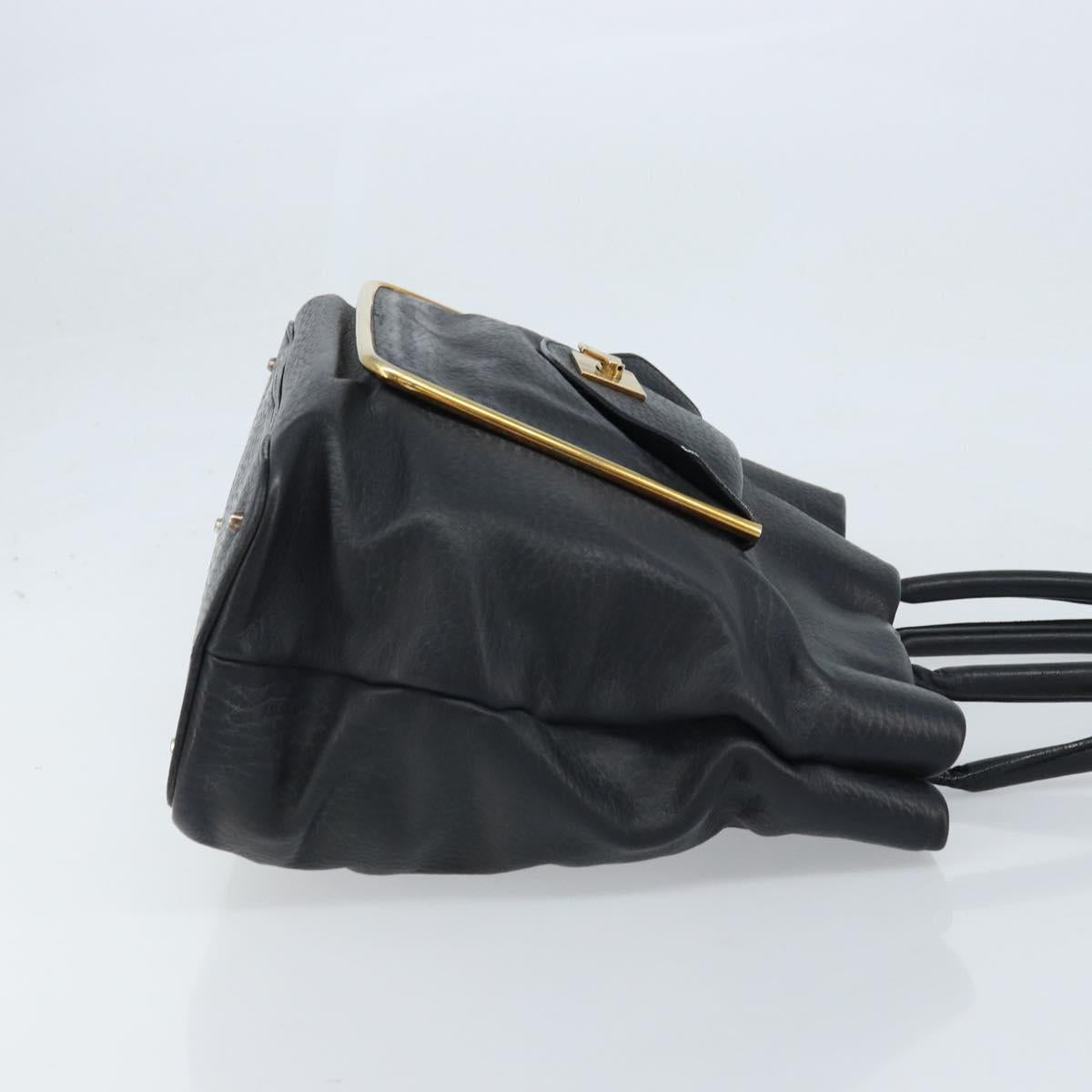 Chloe Sally Tote Bag Leather Black Gold Auth BA10963