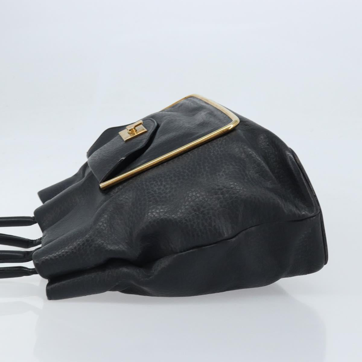 Chloe Sally Tote Bag Leather Black Gold Auth BA10963