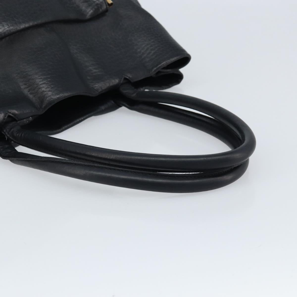 Chloe Sally Tote Bag Leather Black Gold Auth BA10963