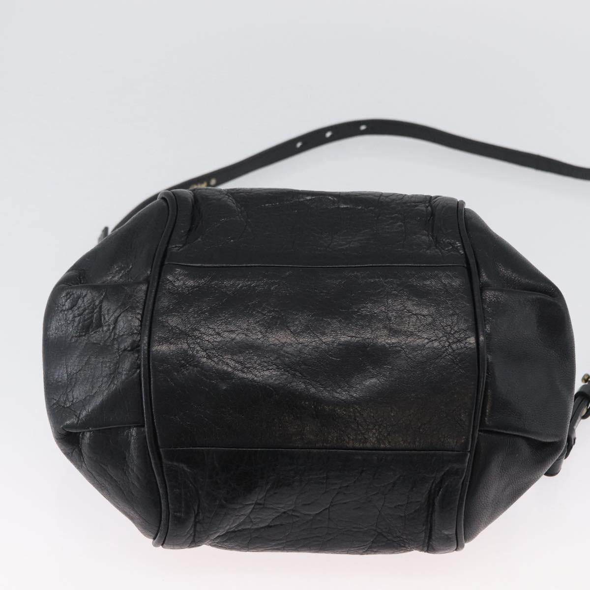 Chloe Etel Hand Bag Leather 2way Black Gold Auth BA10965