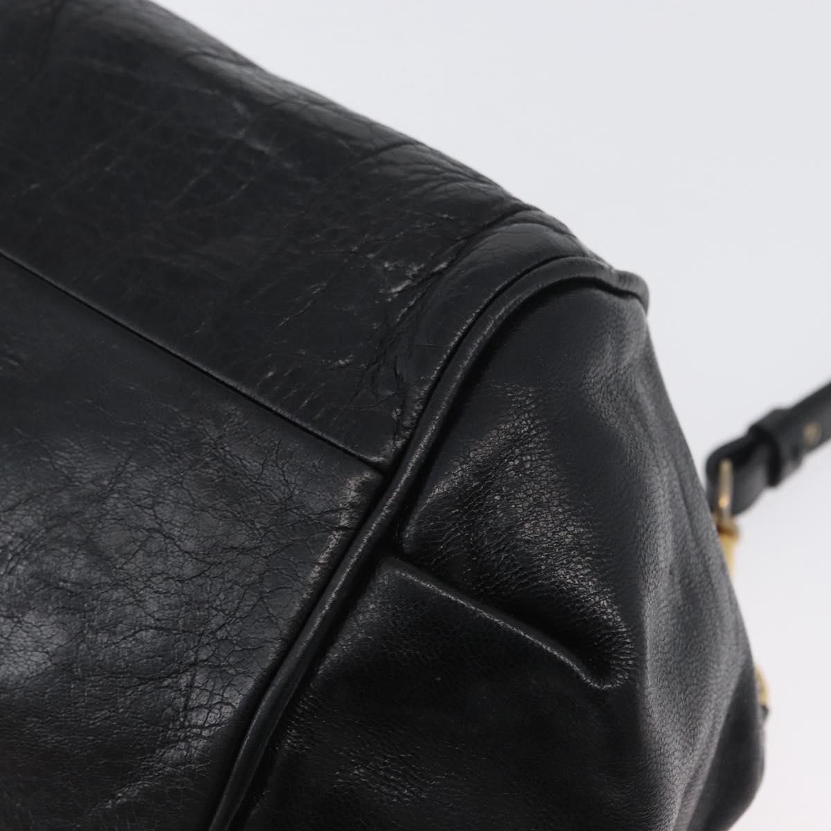 Chloe Etel Hand Bag Leather 2way Black Gold Auth BA10965