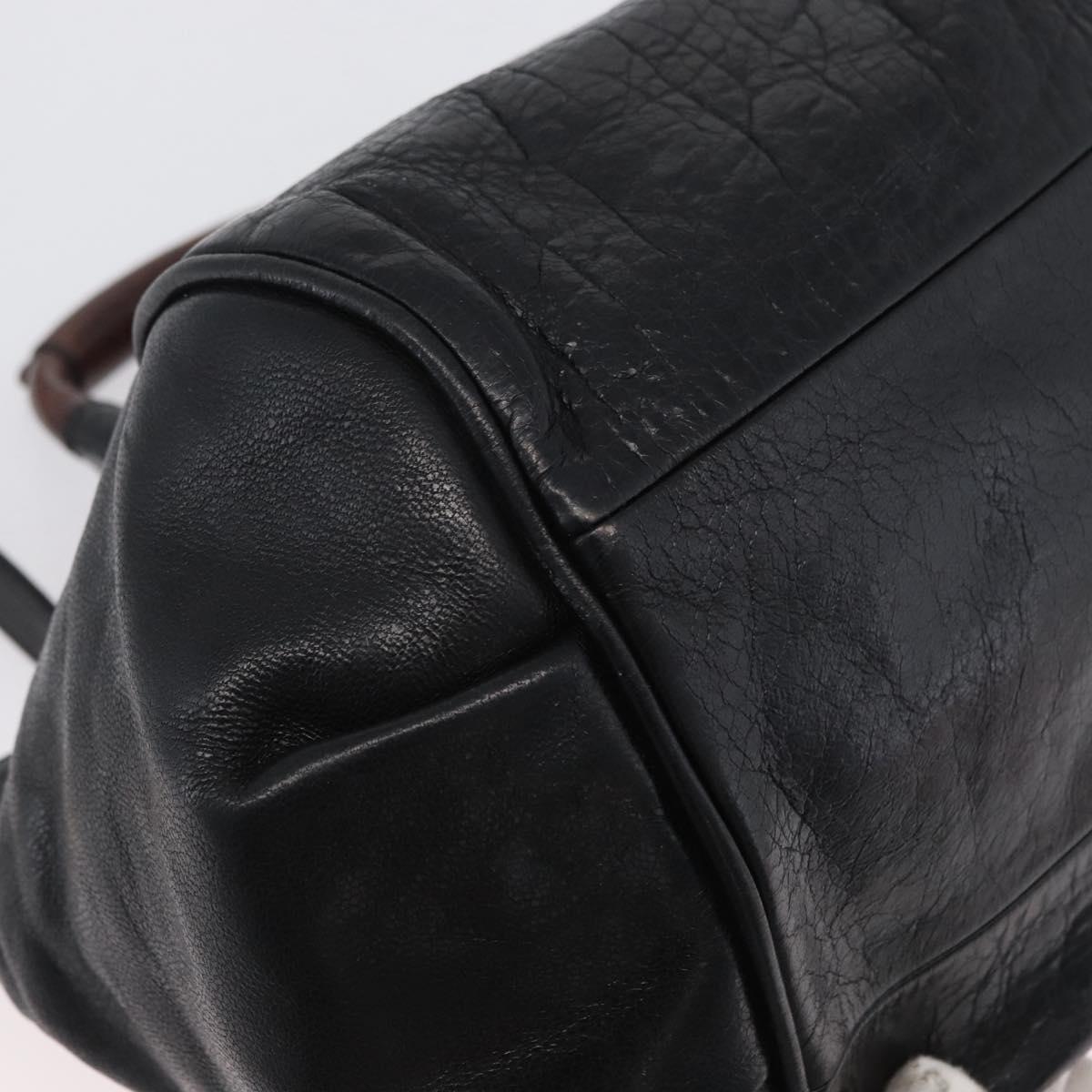 Chloe Etel Hand Bag Leather 2way Black Gold Auth BA10965