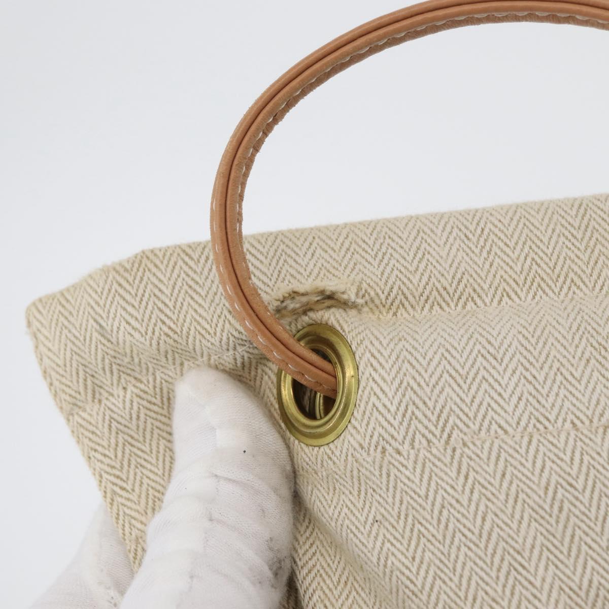 HERMES Aline PM Shoulder Bag Canvas Beige Gold Auth BA10967