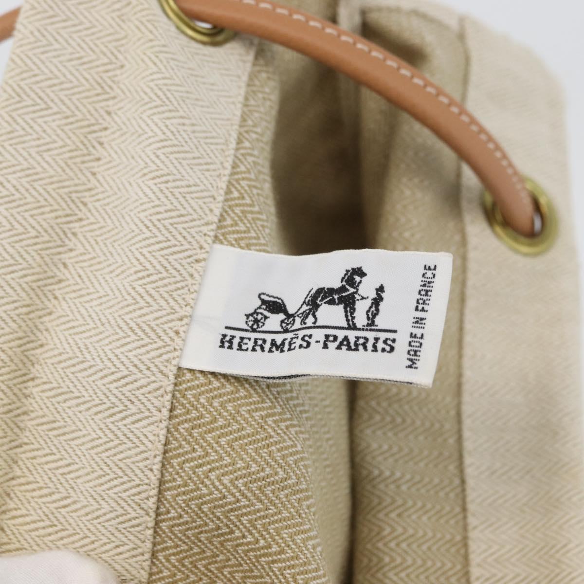 HERMES Aline PM Shoulder Bag Canvas Beige Gold Auth BA10967