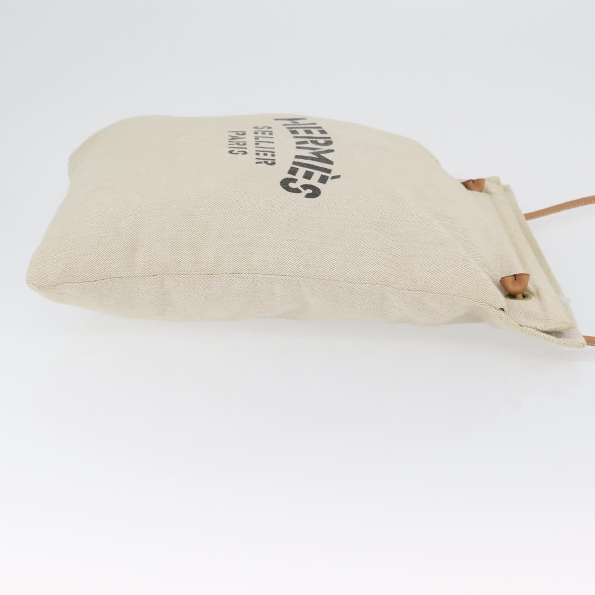 HERMES Aline PM Shoulder Bag Canvas Beige Gold Auth BA10967