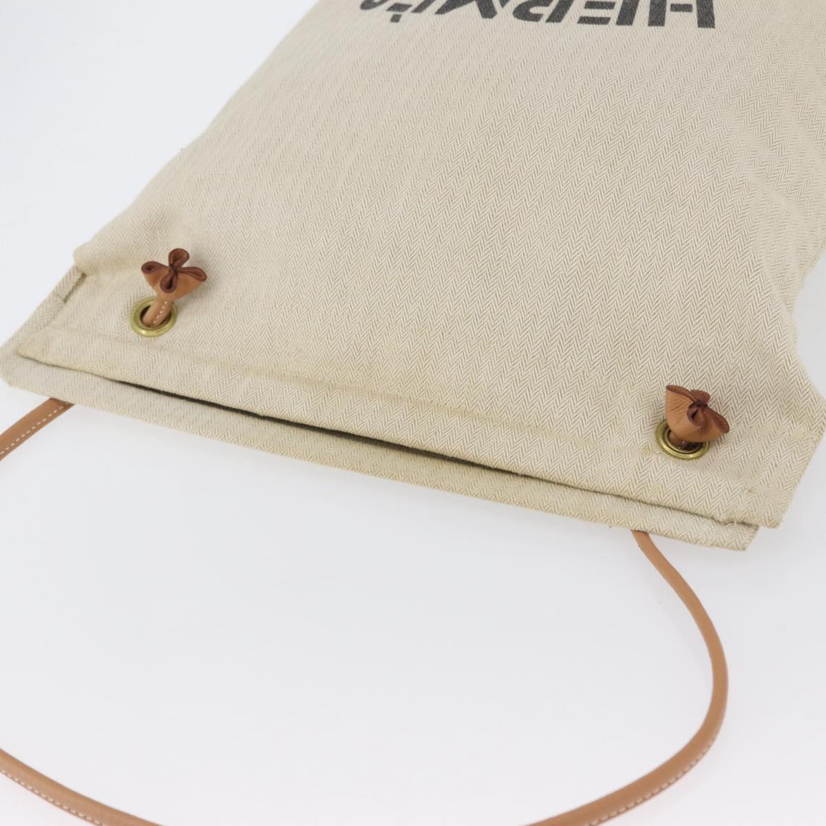 HERMES Aline PM Shoulder Bag Canvas Beige Gold Auth BA10967