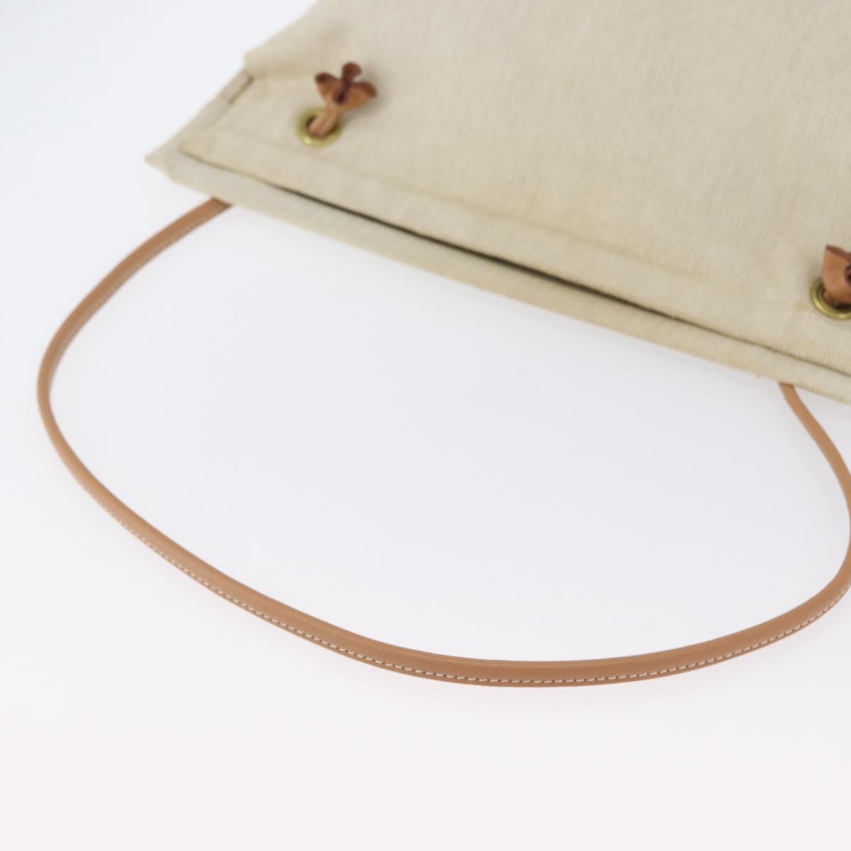 HERMES Aline PM Shoulder Bag Canvas Beige Gold Auth BA10967