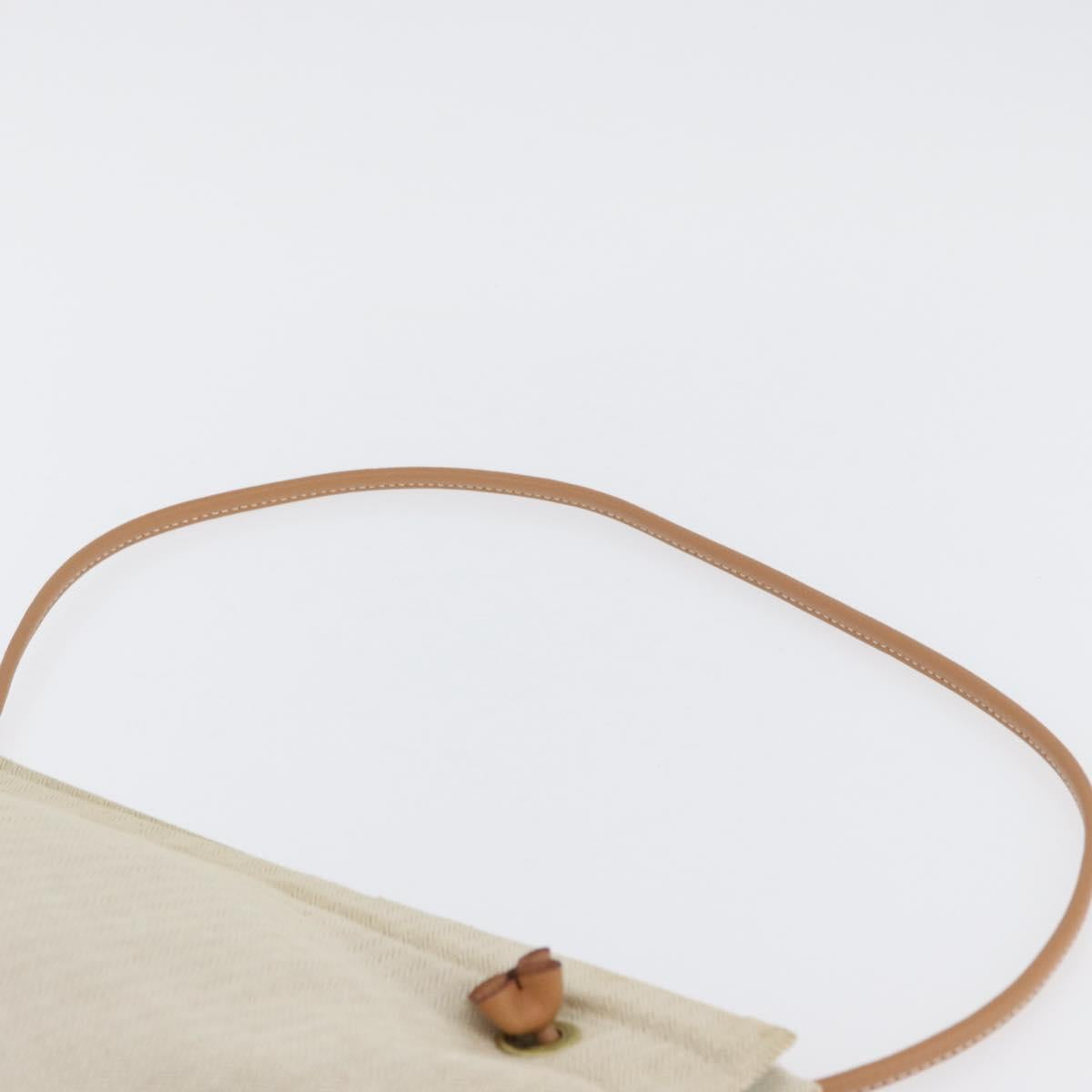 HERMES Aline PM Shoulder Bag Canvas Beige Gold Auth BA10967