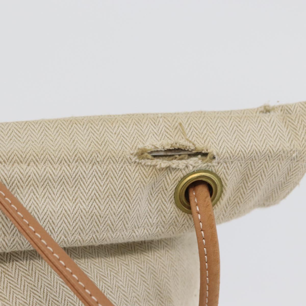 HERMES Aline PM Shoulder Bag Canvas Beige Gold Auth BA10967