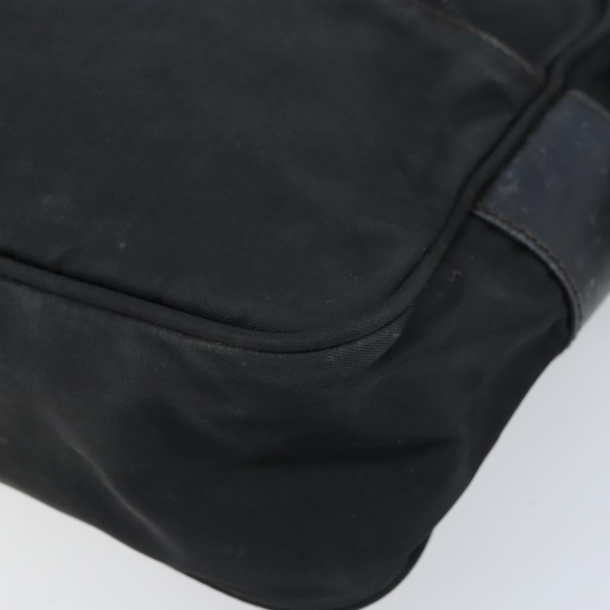 PRADA Shoulder Bag Nylon Black Silver Auth BA10971