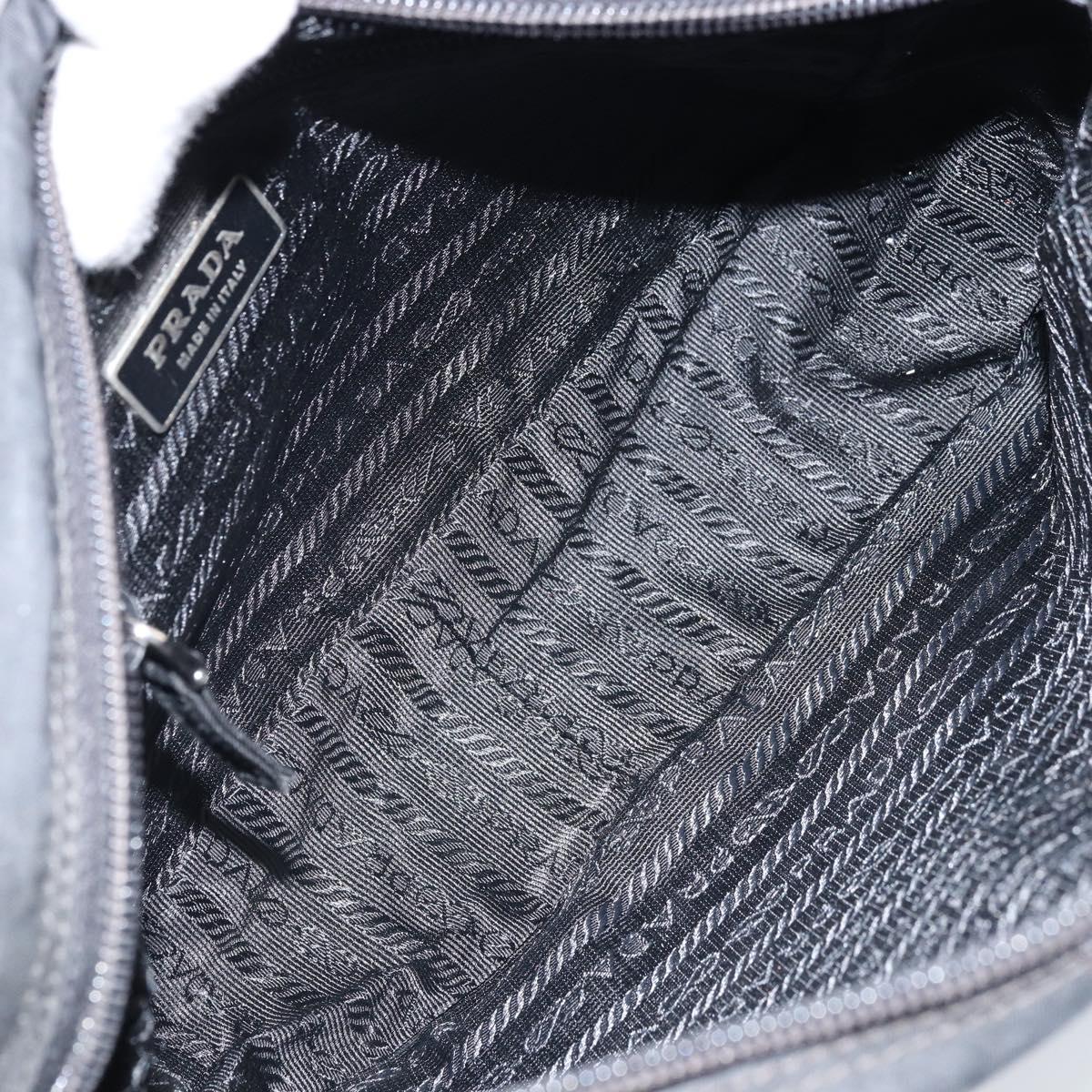 PRADA Shoulder Bag Nylon Black Silver Auth BA10971