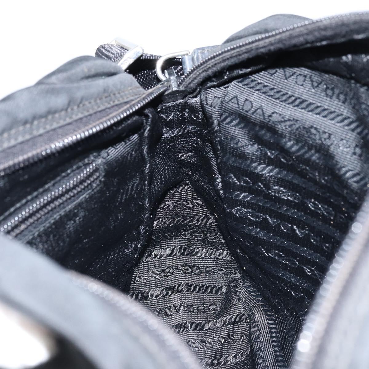 PRADA Shoulder Bag Nylon Black Silver Auth BA10971