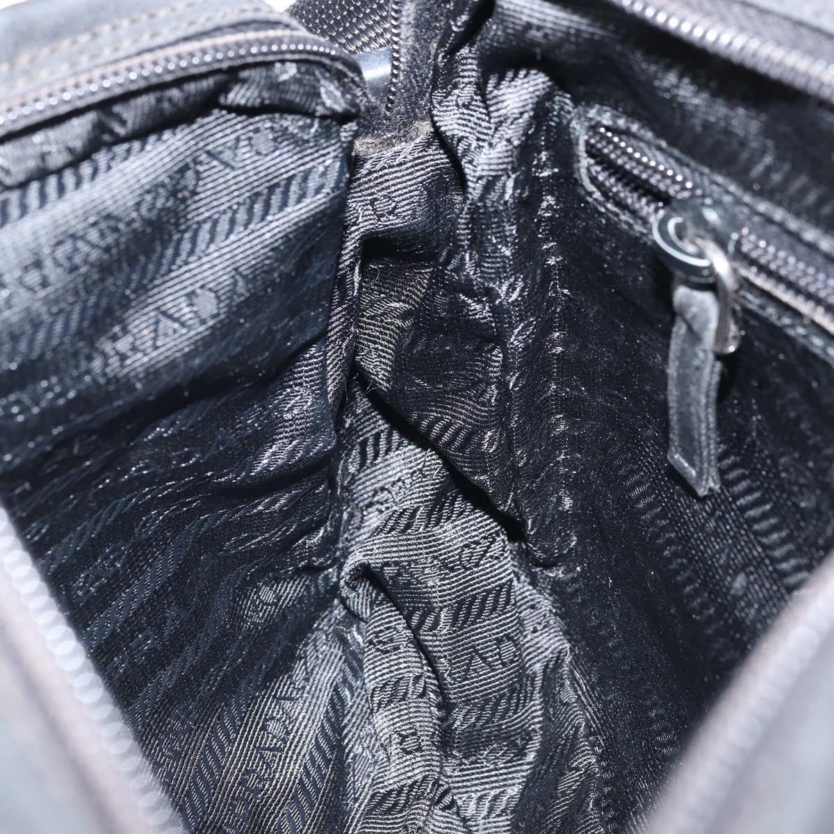 PRADA Shoulder Bag Nylon Black Silver Auth BA10971