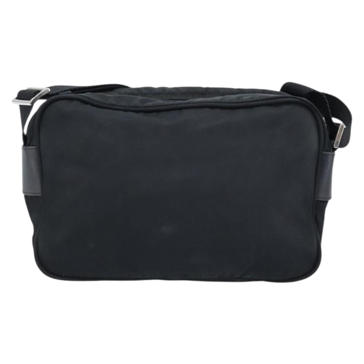 PRADA Shoulder Bag Nylon Black Silver Auth BA10971