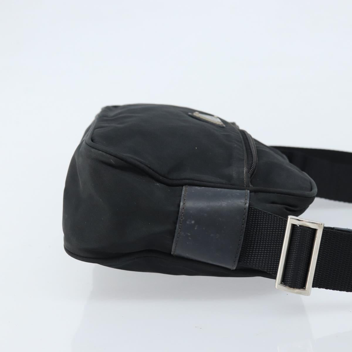 PRADA Shoulder Bag Nylon Black Silver Auth BA10971