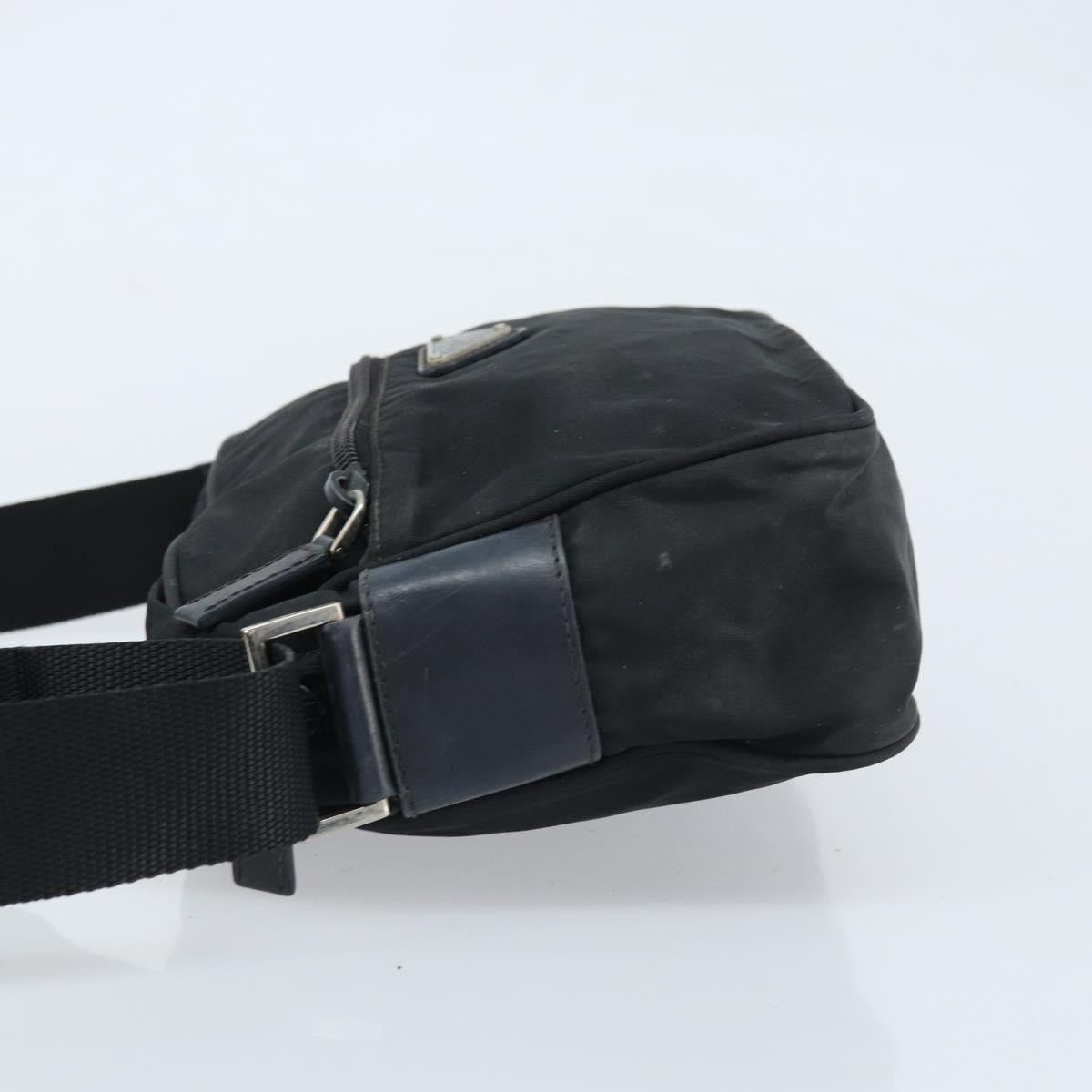 PRADA Shoulder Bag Nylon Black Silver Auth BA10971