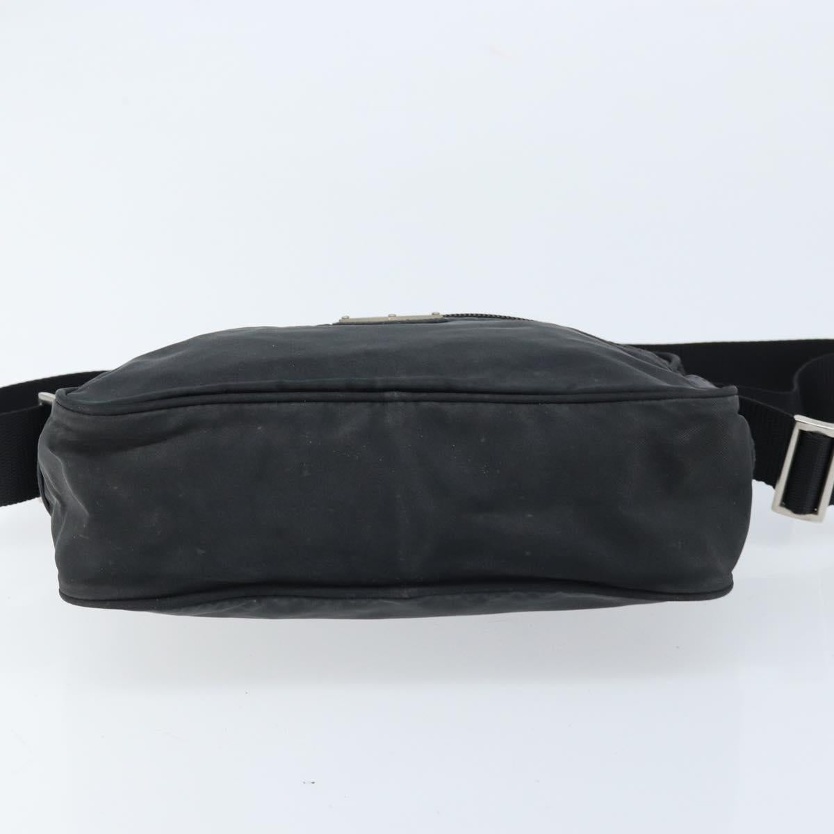 PRADA Shoulder Bag Nylon Black Silver Auth BA10971