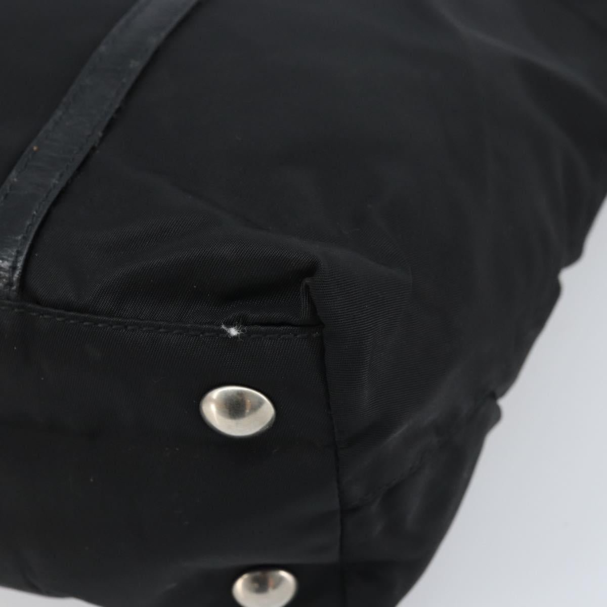 PRADA Tote Bag Nylon Black Silver Auth BA10973