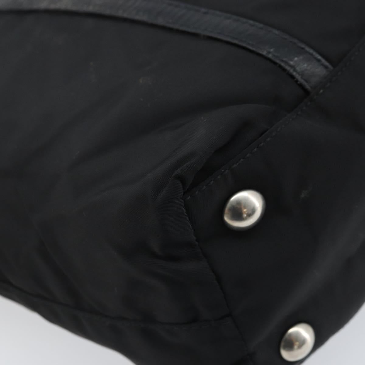 PRADA Tote Bag Nylon Black Silver Auth BA10973