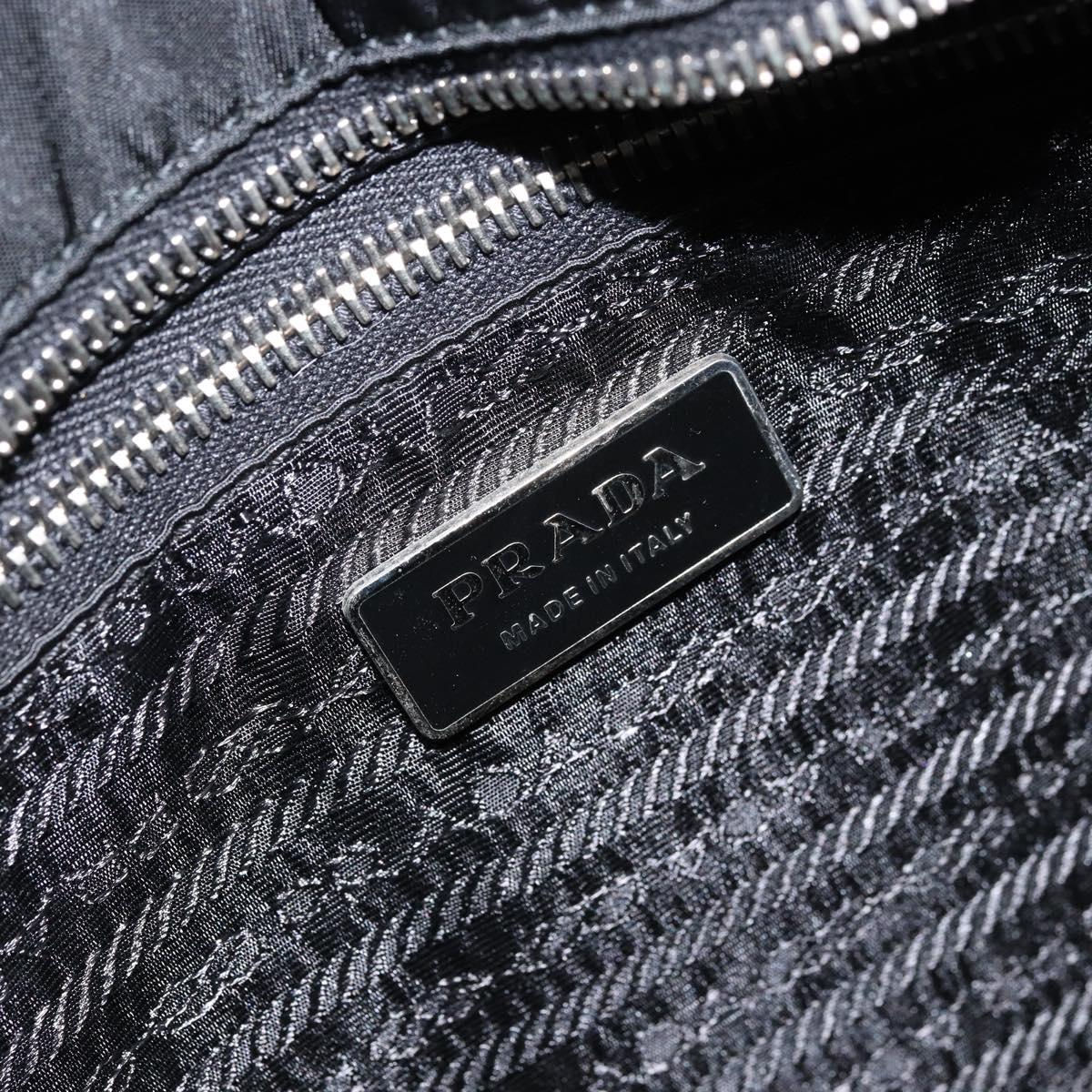 PRADA Tote Bag Nylon Black Silver Auth BA10973