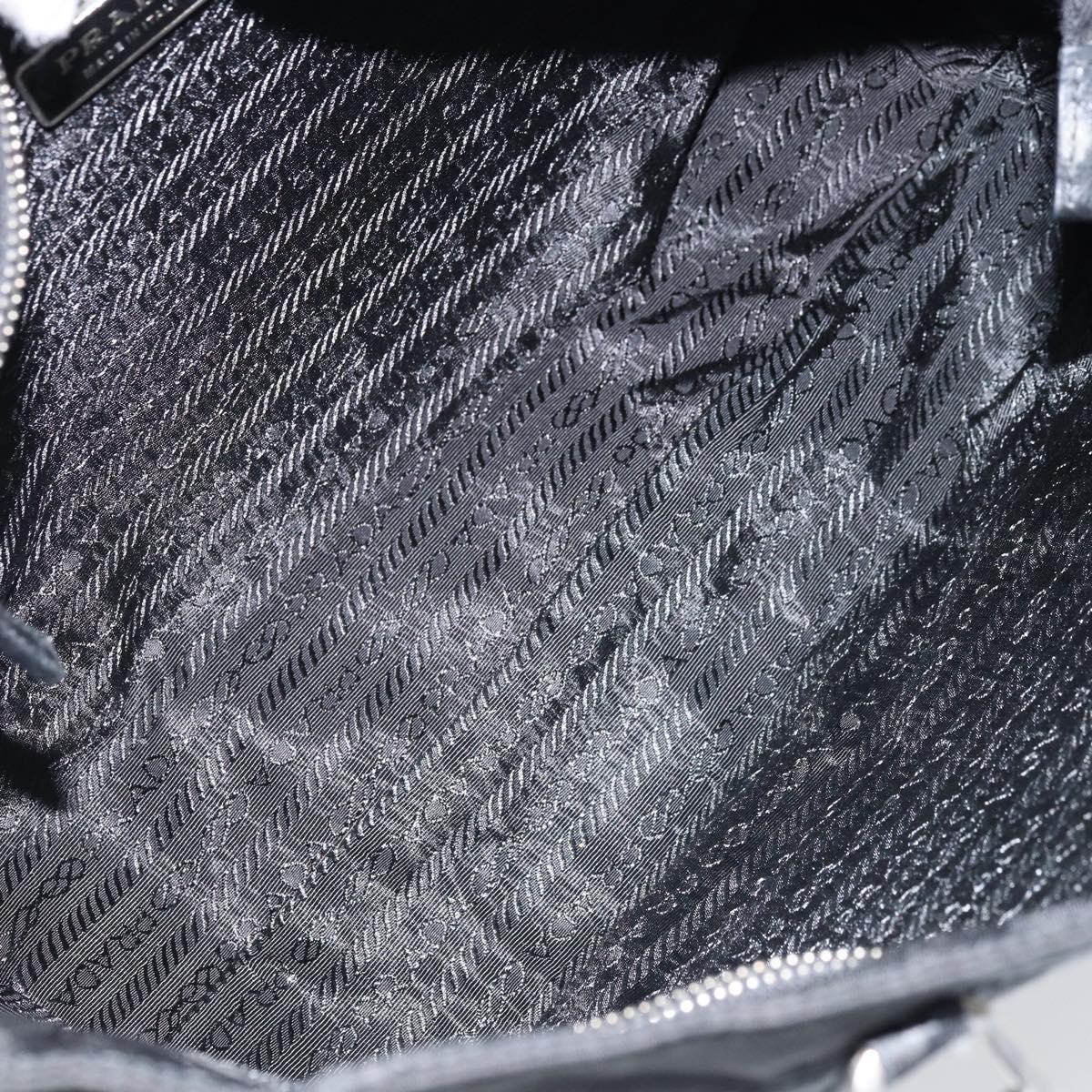 PRADA Tote Bag Nylon Black Silver Auth BA10973