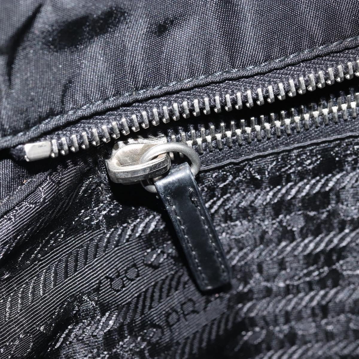 PRADA Tote Bag Nylon Black Silver Auth BA10973