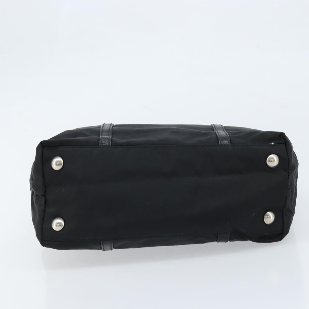 PRADA Tote Bag Nylon Black Silver Auth BA10973