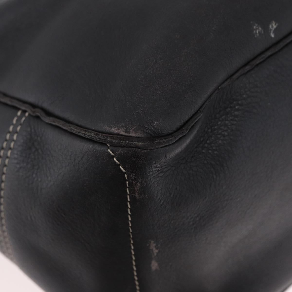 CELINE Boogie bag Hand Bag Leather Dark Brown Silver Auth BA10974