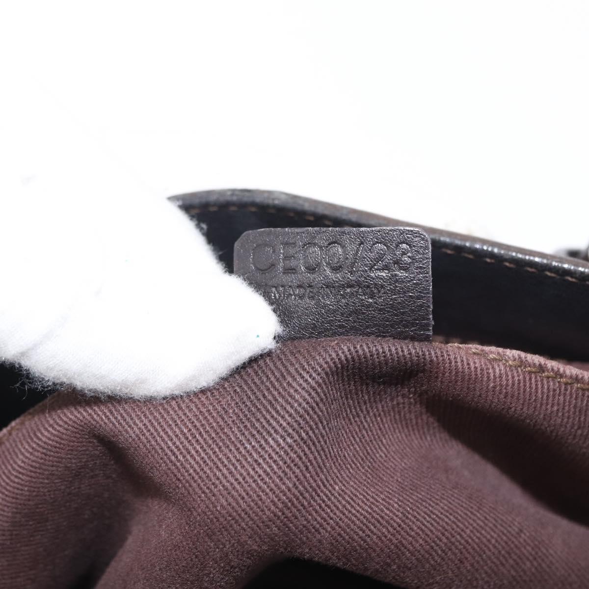 CELINE Boogie bag Hand Bag Leather Dark Brown Silver Auth BA10974