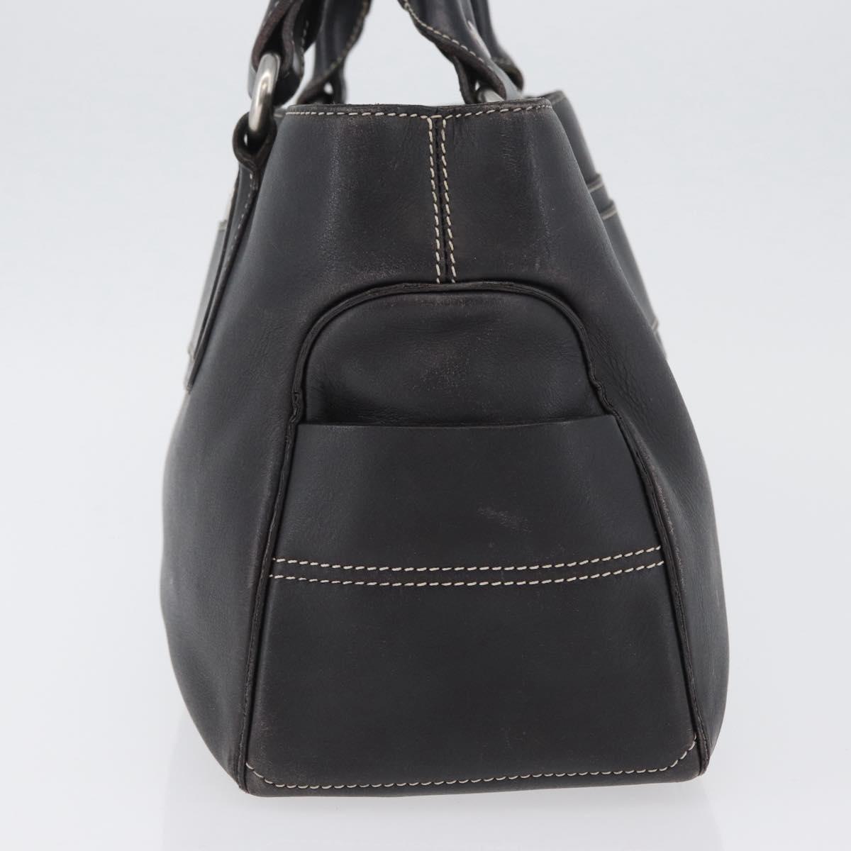 CELINE Boogie bag Hand Bag Leather Dark Brown Silver Auth BA10974