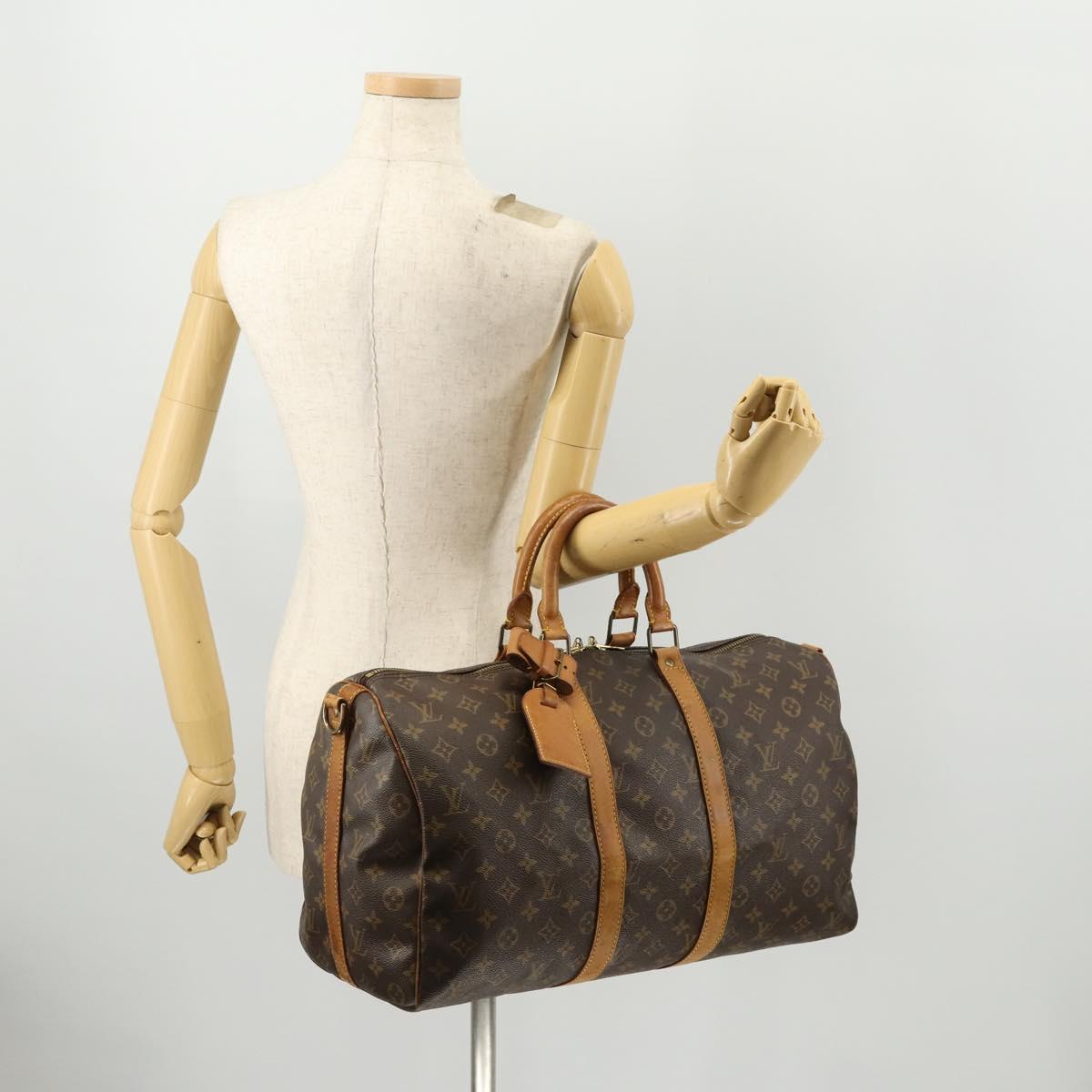 LOUIS VUITTON Monogram Keepall Bandouliere 45 Boston Bag M41418 LV Auth BA10975