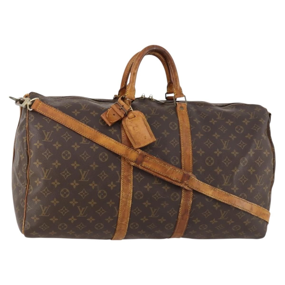 LOUIS VUITTON Monogram Keepall Bandouliere 55 Boston Bag M41414 LV Auth BA10979