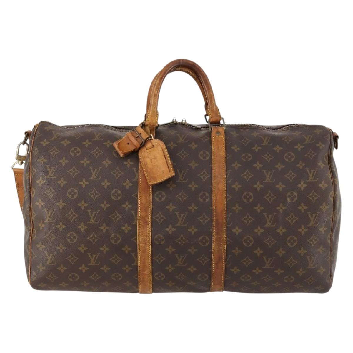 LOUIS VUITTON Monogram Keepall Bandouliere 55 Boston Bag M41414 LV Auth BA10979